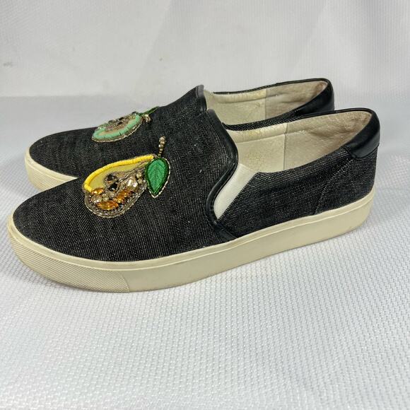 SAM EDELMAN Evelina Pear Apple Jeweled Embroidered Sneaker Women 9 - Picture 2 of 14